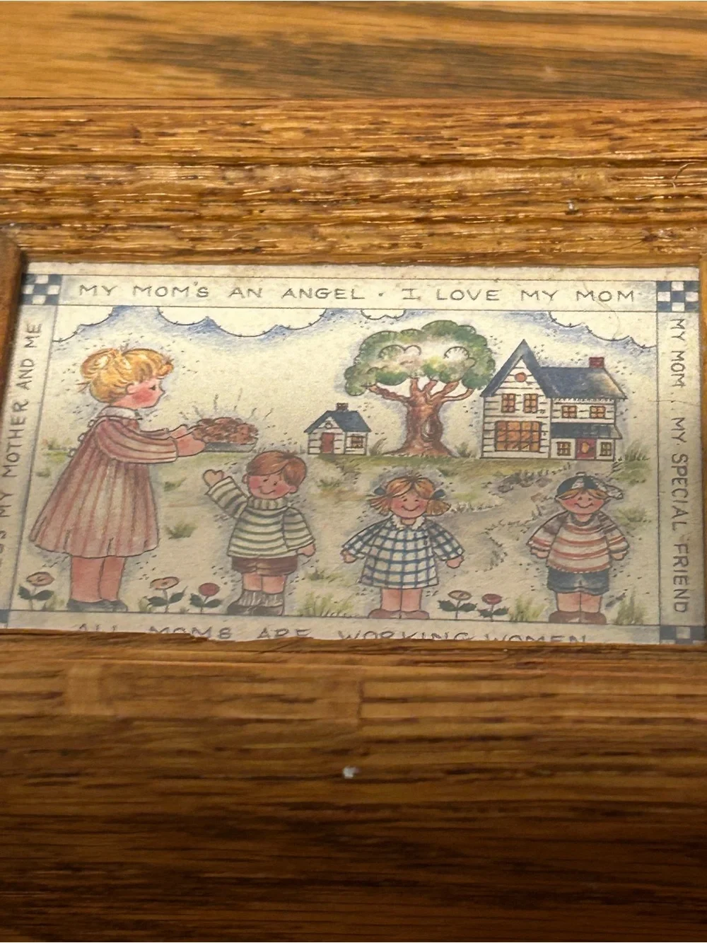 Wooden Trinket Box with Illustrated Lid - Brown